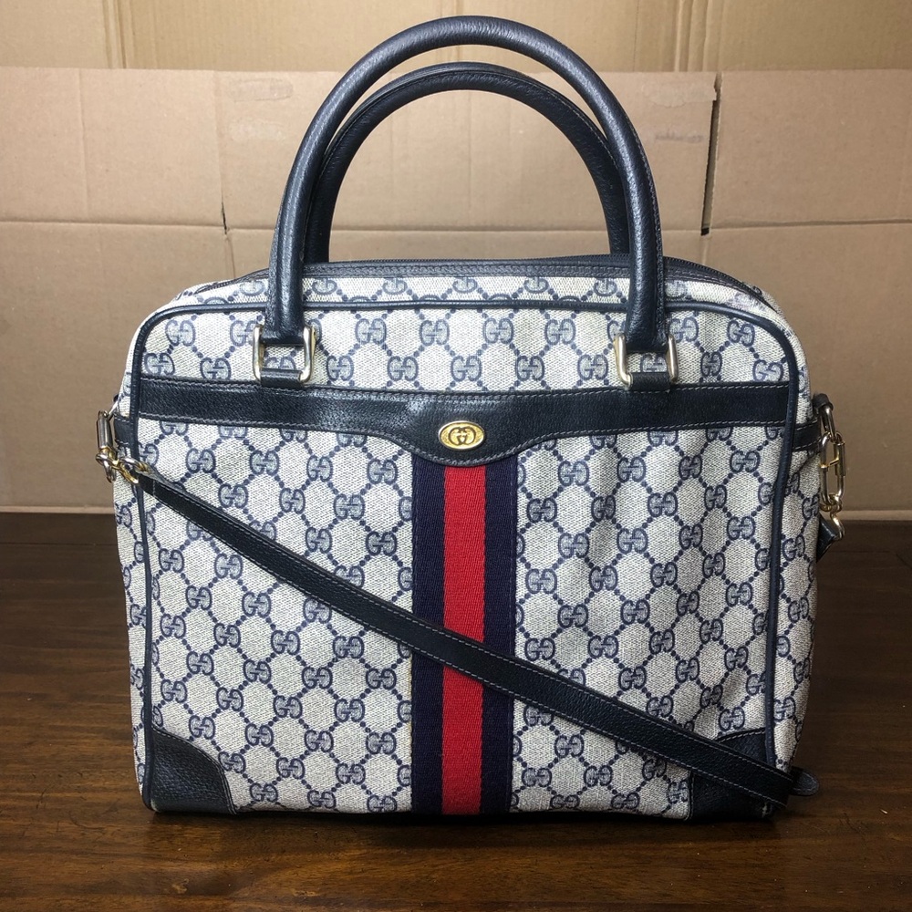 GUCCI Supreme Ophidia Navy Monogram Satchel Crossbody Shoulder Bag Vintage